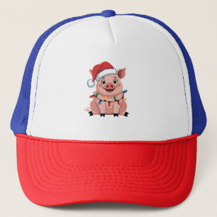 Pig Christmas Santa Hat Xmas Holiday Xmas Pigmass