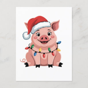 Pig Christmas Santa Hat Xmas Holiday Xmas Pigmass