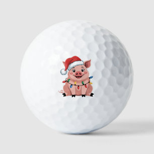 Pig Christmas Santa Hat Xmas Holiday Xmas Pigmass Golf Balls