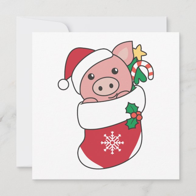 Pig Christmas Snow Winter Animals Pigs Holiday Car Card (Front)