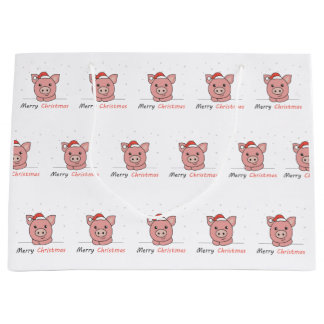 Pig Christmas Snow Winter Animals Pigs Large Gift Bag