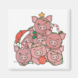 Pig Christmas Tree Funny Animal Christmas Magnet