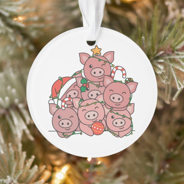 Pig Christmas Tree Funny Animal Christmas Ornament (Tree)