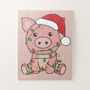 Pig Christmas Winter Animals Pigs Jigsaw Puzzle