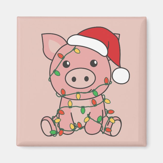 Pig Christmas Winter Animals Pigs Magnet (Front)