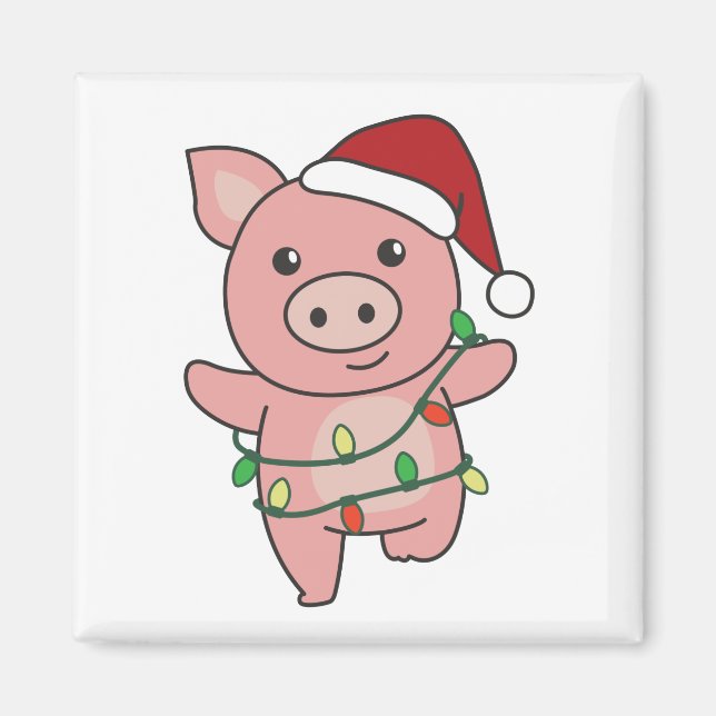 Pig Christmas Winter Animals Pigs Magnet (Front)