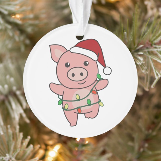 Pig Christmas Winter Animals Pigs Ornament (Tree)