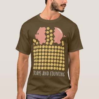 Pig Coin Bank 100 Days Of School Teacher Boy Girl T-Shirt