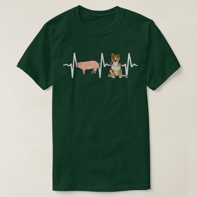 Pig Collie Heartbeat Dog Lover  T-Shirt (Design Front)