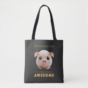 Pig Concentrated Awesome Cute Adorable Funny Quote Tote Bag