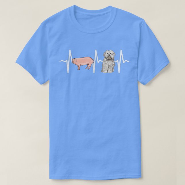 Pig Coton de Tulear Heartbeat Dog Lover  T-Shirt (Design Front)
