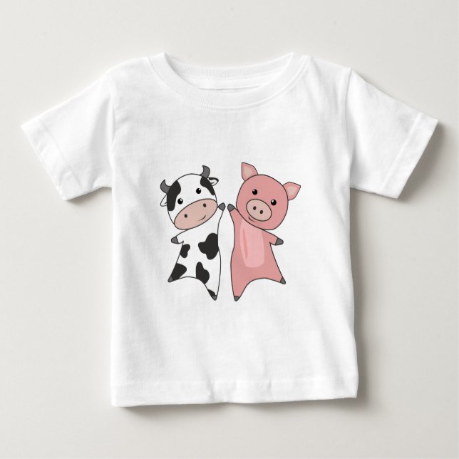 Pig Cow Piggy Cute Farm Animals T-Shirt (Front)