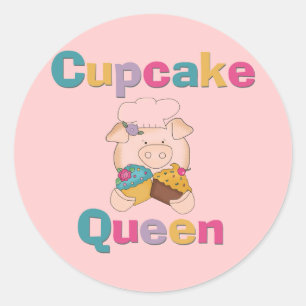 Pig Cupcake Queen T-shirts and Gifts Classic Round Sticker