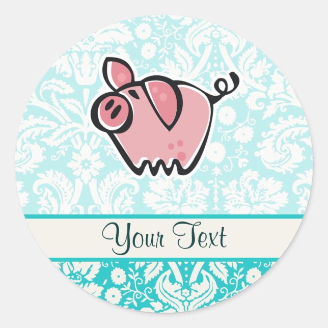 Pig; Cute Classic Round Sticker (Front)