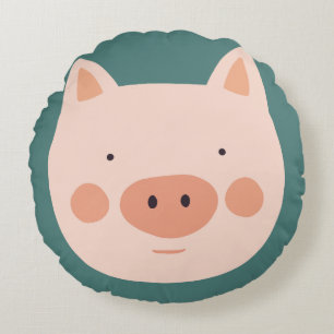Pig Cute Green nursery Baby Room Round Cushion