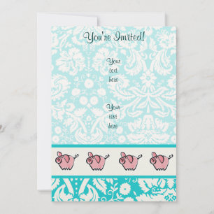 Pig; Cute Invitation