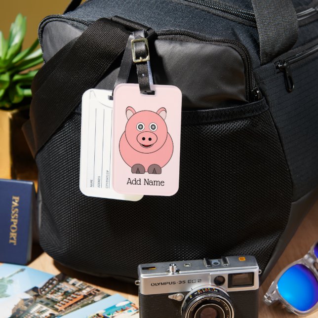 Pig Design Personalised Luggage Tag (Front & Back)