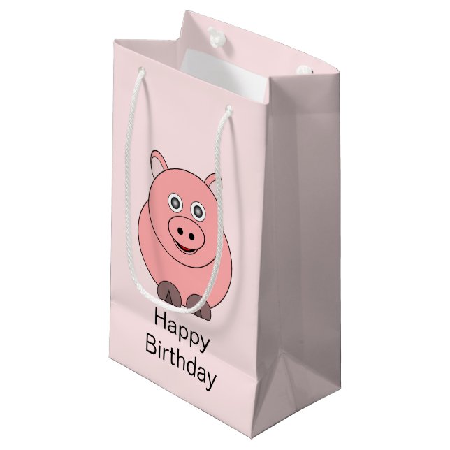 Pig Design Personalised Small Gift Bag (Front Angled)