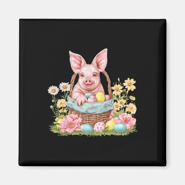 Pig Easter Pig Bunny Ears Graphic  Magnet (Front)