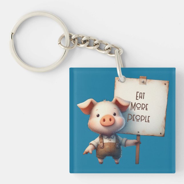 Pig - Eat More People Key Ring (Front)