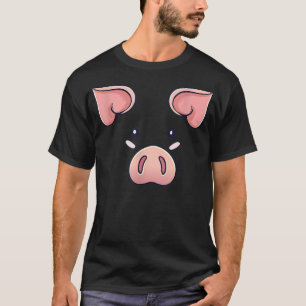 Pig Face Costume Funny Piggy Halloween T-Shirt