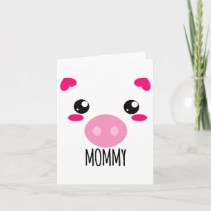 Pig Face Kawaii Halloween Costume For Mummy Funny  Card