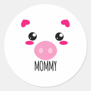 Pig Face Kawaii Halloween Costume For Mummy Funny  Classic Round Sticker