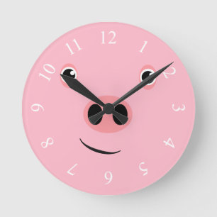 Pig Face Round Clock