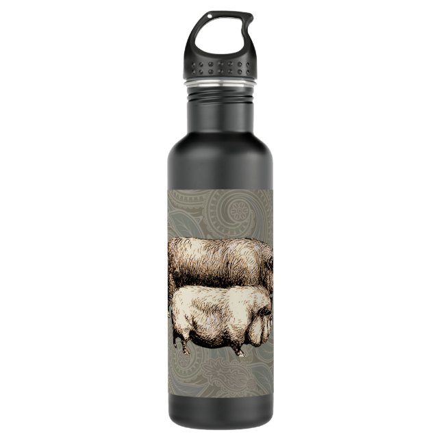 Pig Farm Country Antique Illustration Art 710 Ml Water Bottle (Front)