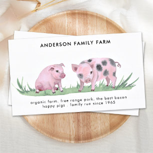 Pig Farm Free Range Pork Meat Watercolor Business Card