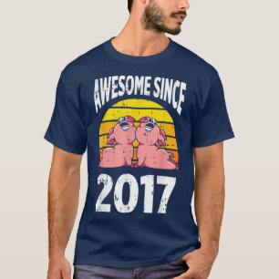 Pig Farm Lover Awesome Since 2017 5th Birthday 5 Y T-Shirt