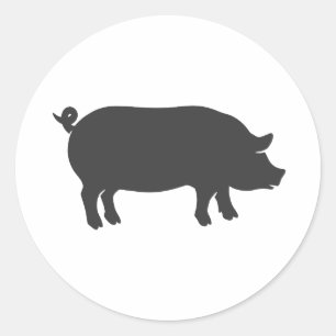 Pig farm silhouette - Choose background color Classic Round Sticker