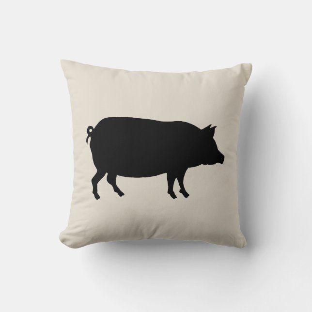 Pig Farmhouse Style Throw Pillow (Front)