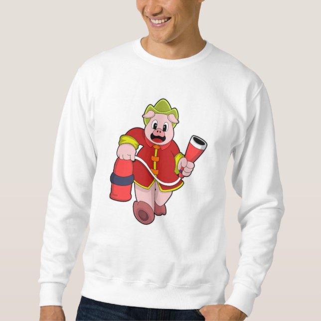 Pig Firefighter Fire extinguisher Sweatshirt (Front)