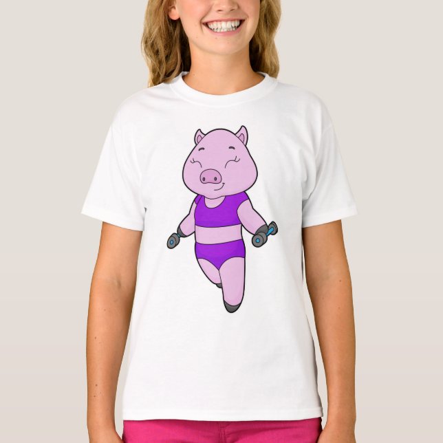 Pig Fitness Dumbbell T-Shirt (Front)