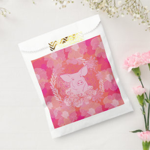 pig,flower of life, blue, mandala,zen,chakra,patt favour bags