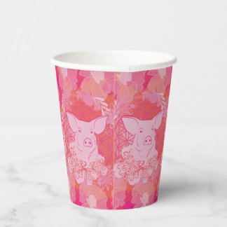 pig,flower of life, blue, mandala,zen,chakra,patt paper cups