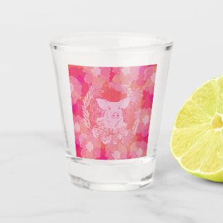 pig,flower of life, blue, mandala,zen,chakra,patt shot glass