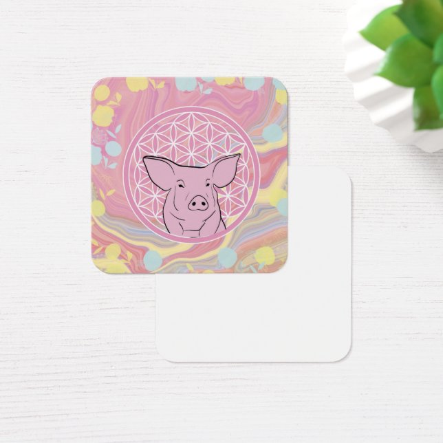 pig,flower of life, rose, mandala,zen,chakra, (Desk)