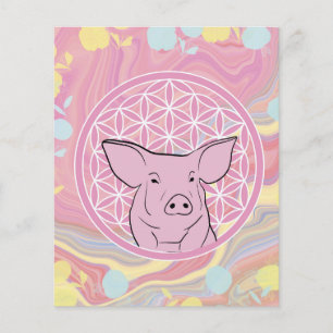 pig,flower of life, rose, mandala,zen,chakra, flyer