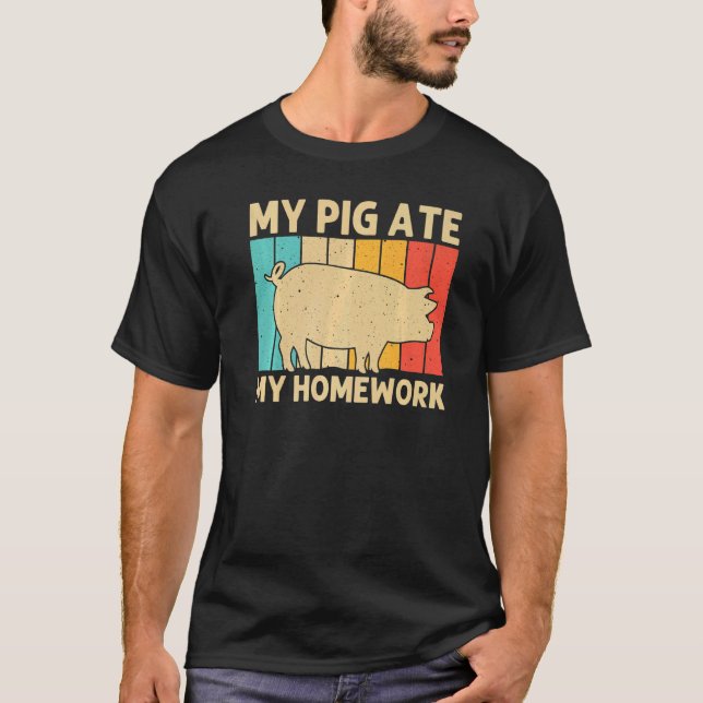 Pig For Kids Boys Bacon Animal  Swine Farmer Pigs T-Shirt (Front)