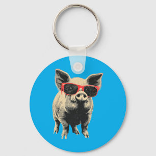 Pig Funny Animal Lover Vintage Fathers Day Key Ring
