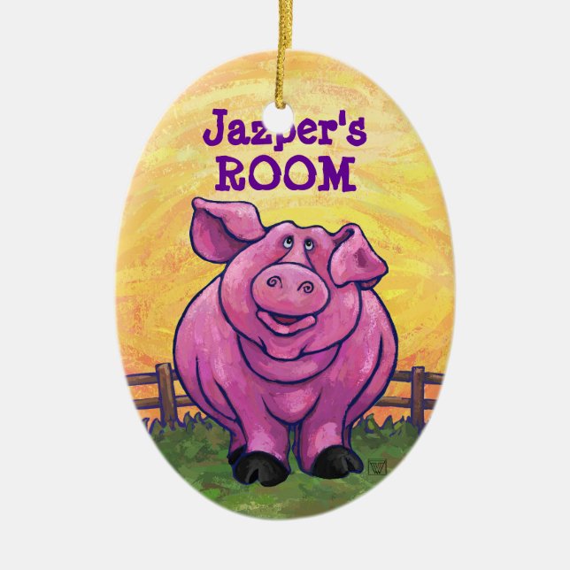 Pig Gifts & Accessories Ceramic Tree Decoration (Front)