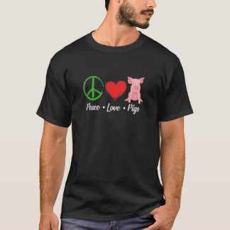 Pig  Graphic For Women Girls Peace Love Pigs T-Shirt