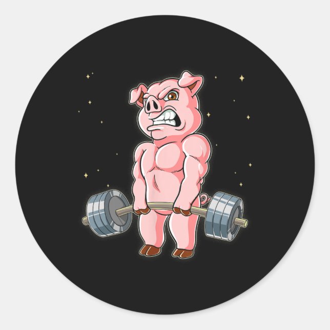 Pig Gym Weight Training Deadlift  Classic Round Sticker (Front)