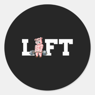 Pig Gym Weight Training Lift Deadlift  Classic Round Sticker