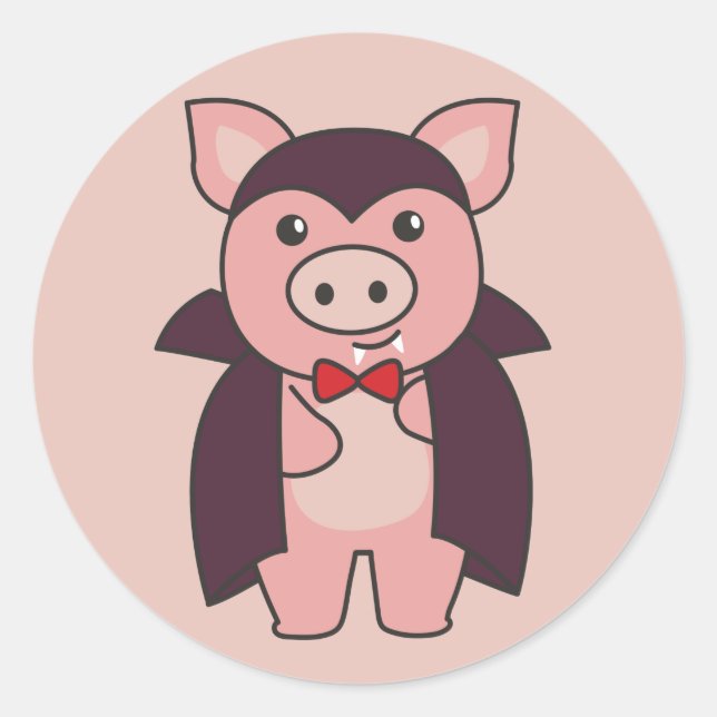 Pig Halloween Cute Devil Vampire Costume Classic R Round Sticker (Front)