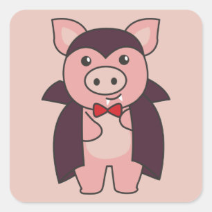 Pig Halloween Cute Devil Vampire Costume Square St Sticker