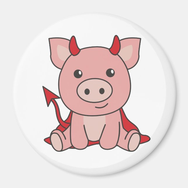 Pig Halloween Cute Devil Witch Costume Magnet (Front)