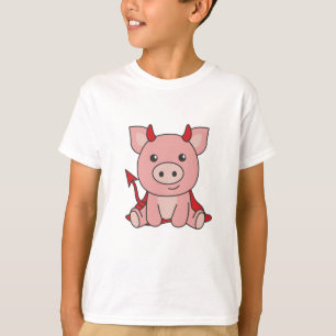 Pig Halloween Cute Devil Witch Costume T-Shirt